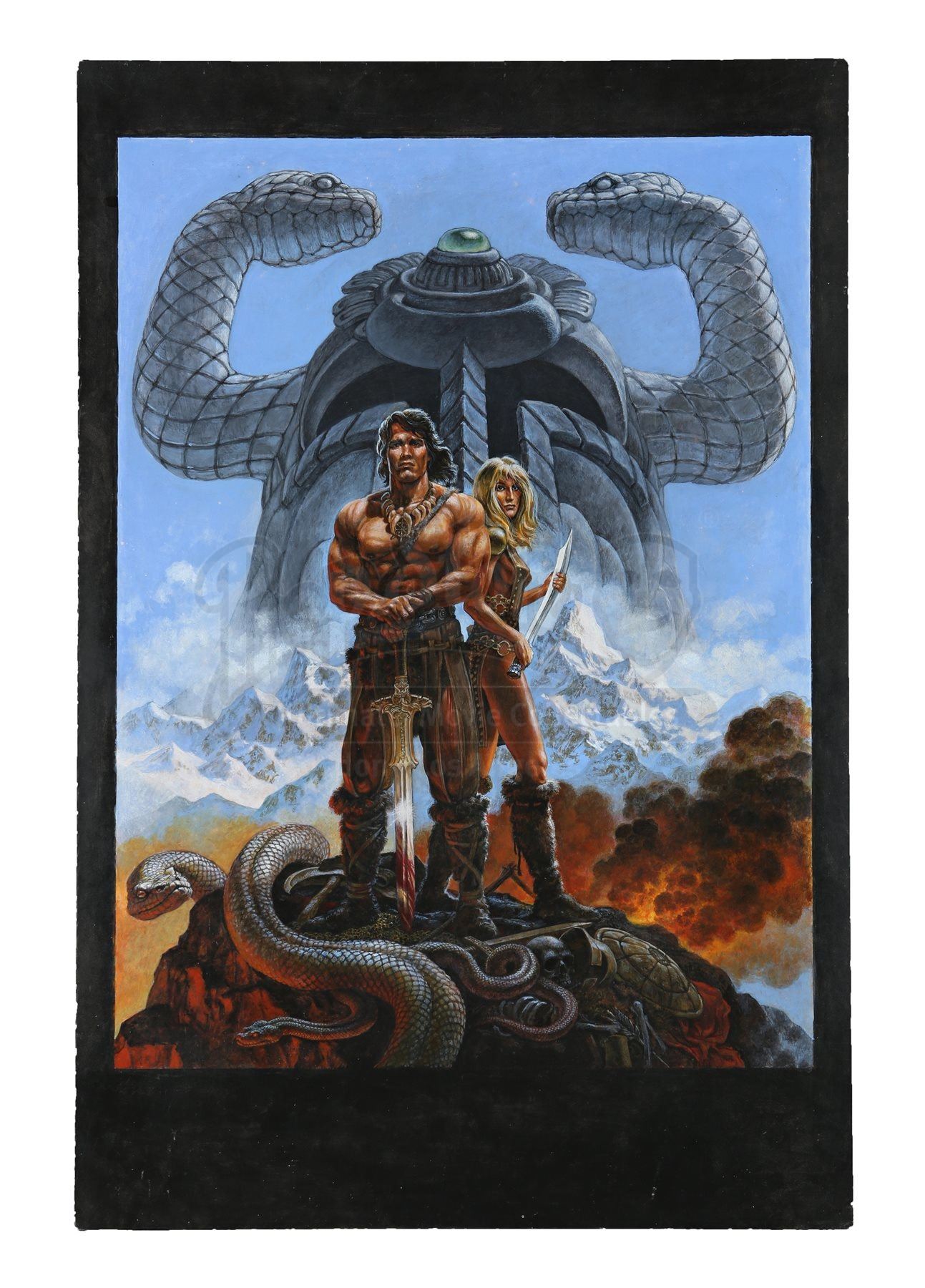 CONAN THE BARBARIAN (1982) - Ron Cobb Hand-Drawn Poster Artwork