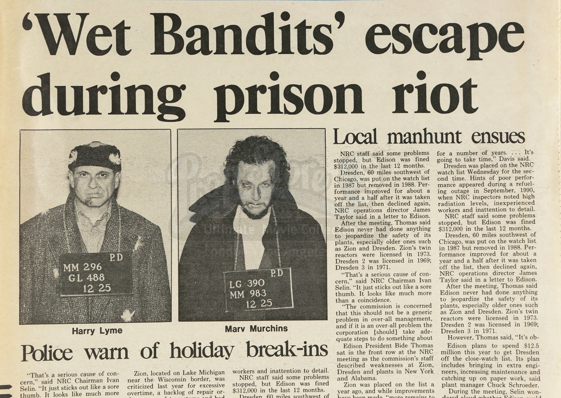 HOME ALONE 2 LOST IN NEW YORK 1992 Wet Bandits Escape Newspaper home-alone-2-lost-in-new-york-1992-wet-bandits-escape-newspaper
