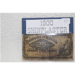 1900 Cdn. 'Twenty-Five Cent' Shinplaster bill