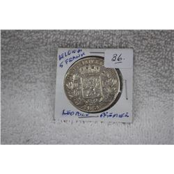 Belguim Five Francs 'Leopold Premier'