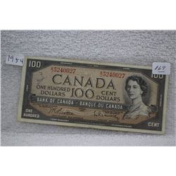 Canada One Hundred Dollar Bill