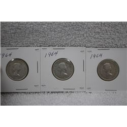 Canada Twenty-five Cent Coins (3)