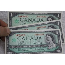 Canada One Dollar Bills (3)