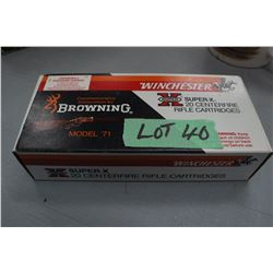 Box of 348 Winchester Factory - 200 gr., Silver Tip Commemorative Ammo for Browning Model 71