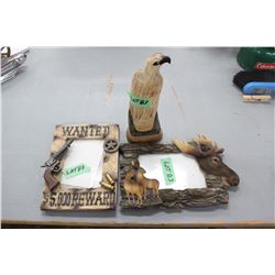 2 Picture Frames and an Eagle Carving
