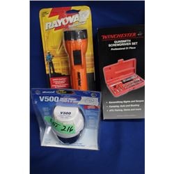 Bilge Pump, Flashlight & a Gun Smith Screwdriver Set