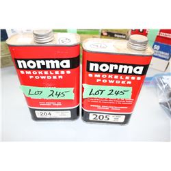 2 Almost Full Tins of Norma Smokeless Powder - #204 & #205