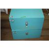 Image 1 : 2 Wood Storage Boxes - Painted Green