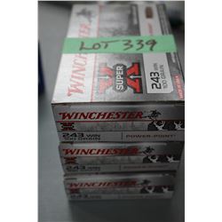 3 Boxes of Winchester 243 Win 100 gr. Factory Ammo