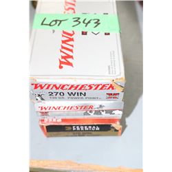 Box of Winchester 270 Win, 130 gr.; a Box of 308 Win, 150 gr. Power Point Factory Ammo & 13 Rnds of 