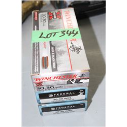 2 Boxes of Federal 30-30 Win (1)150 & (1) 125 gr. Factory Ammo & a Box of 30-30 Win 150 gr Factory A