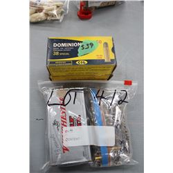 43 Live Rnds of 38 Special, a Bag of 38 Special Brass & 2 Boxes of Dominion 38 Special, 158 gr. Ammo