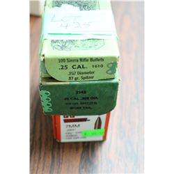 Full Box of 7mm, 100 gr, 24 Rnds of 25 cal., 87 gr & 38 Rnds of 30 cal., 165 gr.