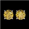Image 1 : 1.50 CTW Certified Intense Yellow SI Diamond Solitaire Stud Earrings 10K White Gold - REF-192M2H - 3