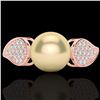 Image 1 : 0.27 CTW Micro Pave VS/SI Diamond & Golden Pearl Designer Ring 14K Rose Gold - REF-39H3A - 22640