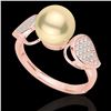 Image 2 : 0.27 CTW Micro Pave VS/SI Diamond & Golden Pearl Designer Ring 14K Rose Gold - REF-39H3A - 22640