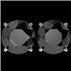 Image 1 : 5.15 CTW Fancy Black VS Diamond Solitaire Stud Earrings 10K Rose Gold - REF-99H5A - 36715