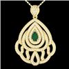 Image 1 : 2 CTW Emerald & Micro Pave VS/SI Diamond Designer Necklace 18K Yellow Gold - REF-178W2F - 21262