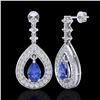 Image 2 : 2.25 CTW Tanzanite & Micro Pave VS/SI Diamond Earrings Designer 14K White Gold - REF-109W3F - 23157
