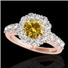 Image 1 : 2.9 CTW Certified Si/I Fancy Intense Yellow Diamond Solitaire Halo Ring 10K Rose Gold - REF-358A5X -