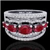 Image 1 : 2.25 CTW Ruby & Micro Pave VS/SI Diamond Designer Ring 10K White Gold - REF-71K3W - 20802