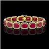 Image 1 : 38.61 CTW Ruby & Diamond Halo Bracelet 10K Yellow Gold - REF-424H5A - 41527