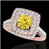 Image 1 : 2.3 CTW Certified Si/I Fancy Intense Yellow Diamond Solitaire Halo Ring 10K Rose Gold - REF-254Y5K -