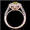 Image 2 : 2.3 CTW Certified Si/I Fancy Intense Yellow Diamond Solitaire Halo Ring 10K Rose Gold - REF-254Y5K -
