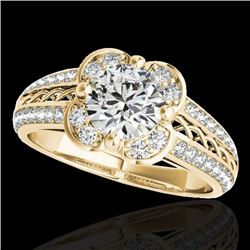 2.05 CTW H-SI/I Certified Diamond Solitaire Halo Ring 10K Yellow Gold - REF-371K3W - 34267