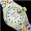 Image 1 : Rolex Men's Two Tone 14K Gold/SS, QuickSet, Diam/Emerald Dial & Diam/Emerald Bezel - REF-557F7M