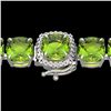 Image 1 : 40 CTW Peridot & Micro VS/SI Diamond Halo Designer Bracelet 14K White Gold - REF-259M8H - 23317