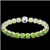 Image 2 : 40 CTW Peridot & Micro VS/SI Diamond Halo Designer Bracelet 14K White Gold - REF-259M8H - 23317