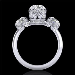 3 CTW VS/SI Diamond Solitaire Art Deco 3 Stone Ring 18K White Gold - REF-649F3N - 36866