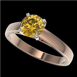 1.23 CTW Certified Intense Yellow SI Diamond Solitaire Ring 10K Rose Gold - REF-191T3M - 36542