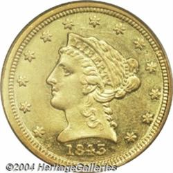 1843-C[$2 1/2] Small Date, Crosslet 4 AU58 PCGS.