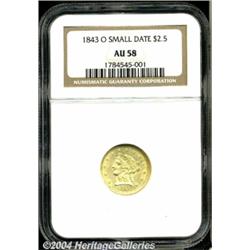 1843-O[$2 1/2] Small Date, Crosslet 4 AU58 NGC.