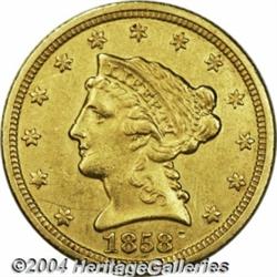 1858-C[$2 1/2] AU50 Cleaned Uncertified.