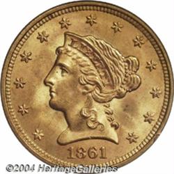 1861[$2 1/2] Old Reverse, Type One MS66 PCGS.