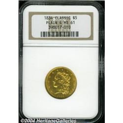 1834[$5] Plain 4 MS61 NGC.