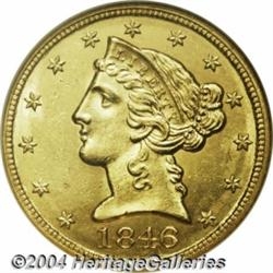 1846[$5] Large Date MS62 NGC.