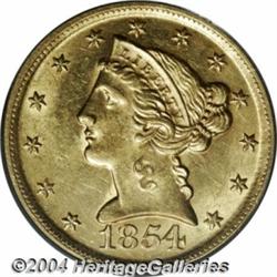 1854-D[$5] Large D MS61 PCGS.