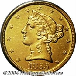 1855-C[$5] AU55 PCGS.