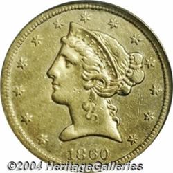1860-S[$5] AU Details, Obverse Repaired, NCS.