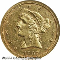 1867-S[$5] AU58 NGC.