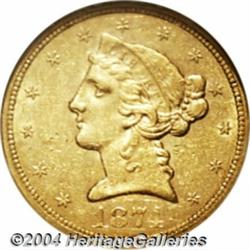 1874-S[$5] AU58 NGC.