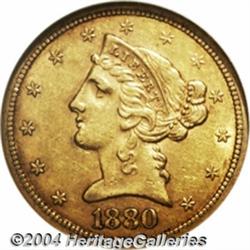 1880-CC[$5] AU58 NGC.