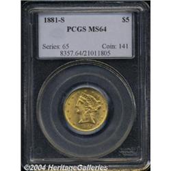 1881-S[$5] MS64 PCGS.