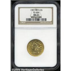 1901/0-S[$5] MS64 NGC.