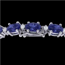 15 CTW Tanzanite & VS/SI Diamond Eternity Bracelet 10K White Gold - REF-119M3H - 21462