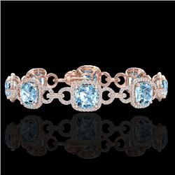 30 CTW Topaz & Micro VS/SI Diamond Bracelet 14K Rose Gold - REF-368Y9K - 23033